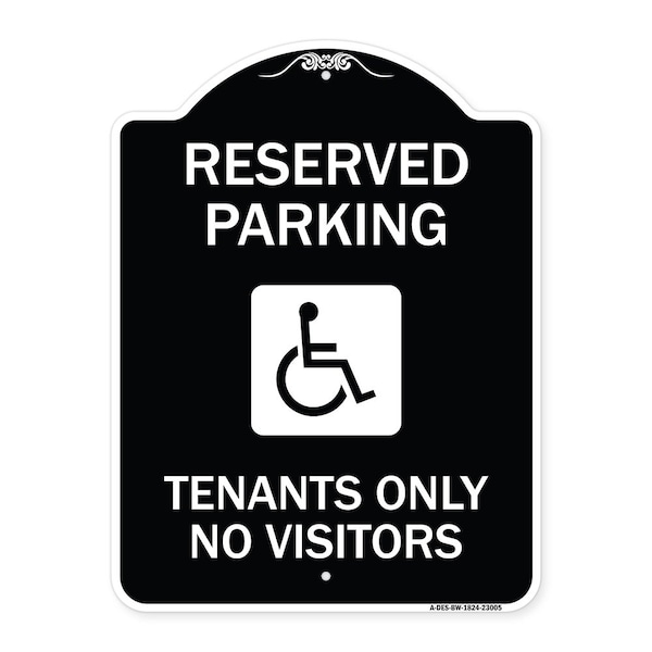 Signmission Reserved Parking Tenants No Visitors W/ Graphic Heavy-Gauge Aluminum Sign, 24" x 18", BW-1824-23005 A-DES-BW-1824-23005 - main